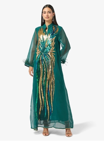 Ruwi, Clothing & Accessories, OMR 27,  Brand New Khizana Embellished Jalabiya - Green Party Wear