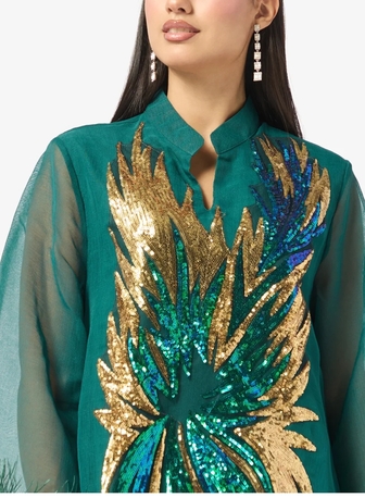 Ruwi, Clothing & Accessories, OMR 27,  Brand New Khizana Embellished Jalabiya - Green Party Wear