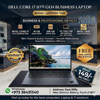 Manama, Computers, BHD 149,  DELL 11th Generation Core I7 Business Laptop Like New 16GB RAM 256GB NVMe 14" FHD IPS LED