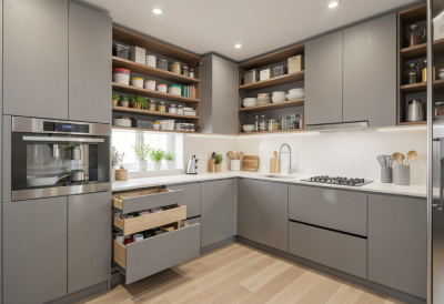 New York, Construction, Modern L Shaped Kitchen Remodel Ideas For Stylish Homes