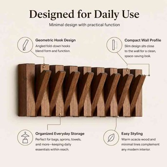 Mumbai, Furniture, INR 2000,  Elegant Flip Down Wooden Wall Hooks For Modern Space-Saving Storage