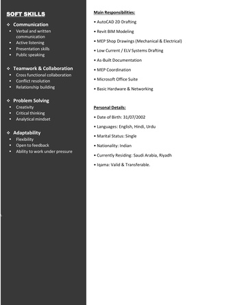 Al Wizarat, Job Seekers, AutoCAD MEP & Low Current Draftsman Available In Riyadh
