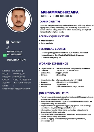 Dammam, Job Seekers, ​Certified Rigger Level 3 - TUV Austria Position Holder