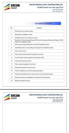 Riyadh, Manpower, Ercon Group Mainpower Suplire شركة ايركون ميدل ايست السعودية للمقا