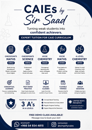 Jeddah, Lessons Offered, IGCSE And A-Level Tutor
