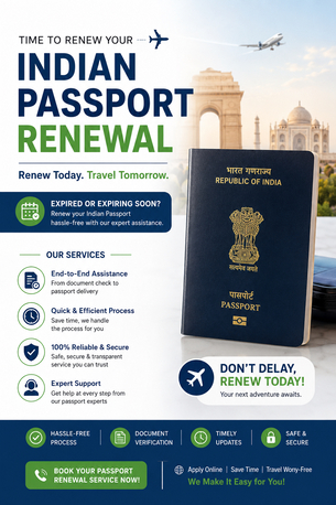Riyadh, Travel, Indian Passport Renewal, Form Filling & Appointment Booking Services