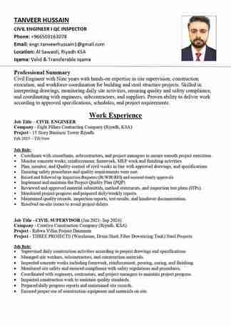 Riyadh, Job Seekers, CIVIL ENGINEER I QC INSPECTOR I SITE ENGINEER