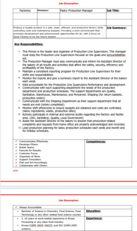 Riyadh, Jobs, NEED FACTORY PASTRY PRODUCTION MANAGER