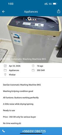 Khobar, Appliances, SAR 300,  BeSat Automatic Washing Machine 8 Kg