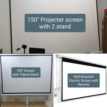 Manama, Computers, BHD 29,  New Box Pack Projector Screen 60",100",120" Tripod Stand/Wall Mounted Electric With Remote