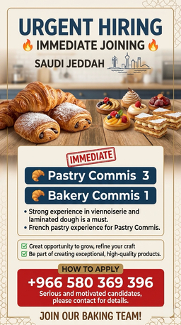 Jeddah, Jobs, Bakery Pasty Commis