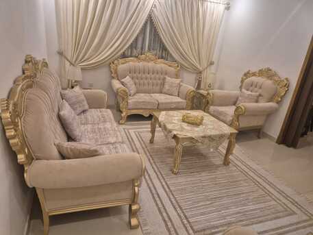 Al Rawdah, Furniture, SAR 1200,  Very Clean Sofa 4-Piece Set With Tables, Curtains, & Carpet For A Special Price!