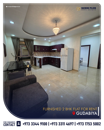 Gudaibiya, Apartments, Flats, Houses & Villas, BHD 300/year,  Furnished,  100 Sq. Meter,  Furnished 2 Bedroom Flat For Rent | 300BD (With Limit) Near Andalus Garden, Gudaibiya
