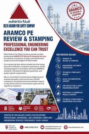 Dammam, Technical, Delta Hashim Fire Safety Company, Aramco Approved, PE Review And Stamping Services