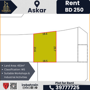 Asker, Industrial Land, BHD 250,  453 Sq. Meter,  Prime Industrial Plot For Rent &ndash; Askar