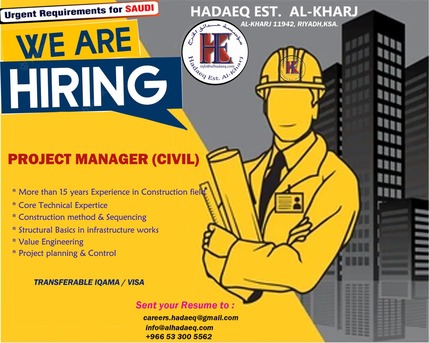 Al Kharj, Jobs, CIVIL PROJECT MANAGER