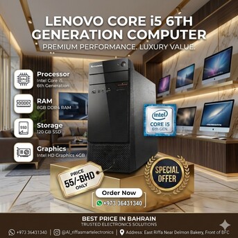 Manama, Computers, BHD 55,  LENOVO Core I5 6th Generation Computer 8GB DDR4 RAM 128GB SSD Very Good Working Ready OS10