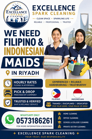 Riyadh, Jobs, Filipino & Indonesian Maids Required In Riyadh | Hourly Cleaning Jobs