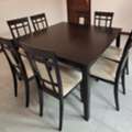 BHD 140,  Dining Table Set - Wooden Table + 8 Chairs + Cabinet