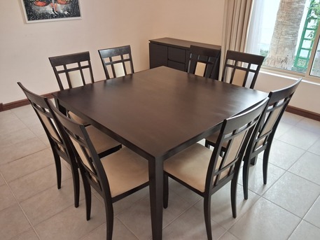 Adliya, Furniture, BHD 140,  Dining Table Set - Wooden Table + 8 Chairs + Cabinet