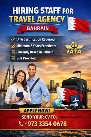 East Riffa, Jobs, URGENT Requirement For Tour Manager, & An IATA Ticketing Agent