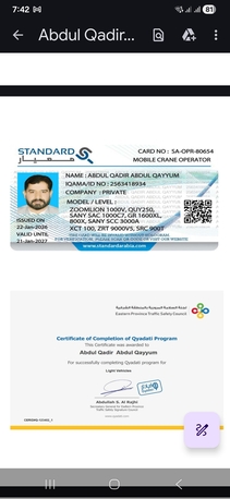Jubail, Job Seekers, Crane Operator