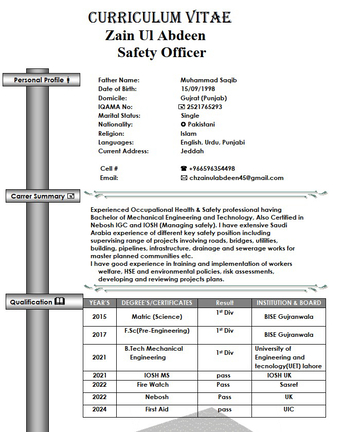 Riyadh, Job Seekers, Safety Officer Looking For Job