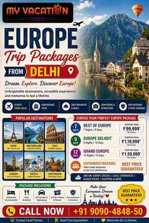 New Delhi, Travel, Explore Top Europe Trip Packages From Delhi This Season