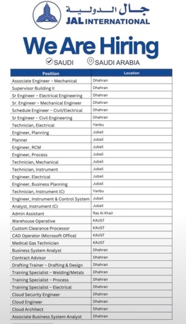 Riyadh, Jobs, Multiple Jobs In JAL International In Saudi Arabia