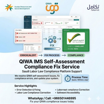 Al Malaz, Legal, Qiwa Self Assessment & IMS Compliance Services - Fix Qiwa Self Assessment Errors