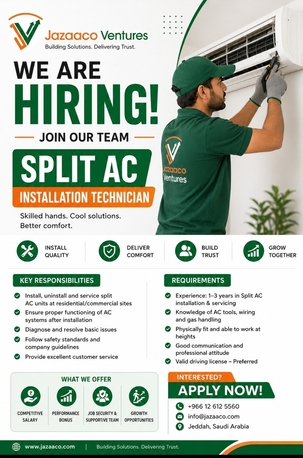 Jeddah, Jobs, Split A/C Installation