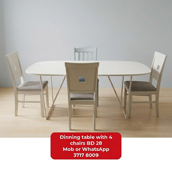 Manama, Furniture, BHD 28,  🌍🌐Dinning Table With 4 Chsirs In Good Condition For Sale With Delivery