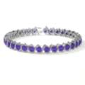 USD 4859,  14K White Gold Tanzanite S-Link Diamond Tennis Bracelet &ndash; 8.58 Cttw