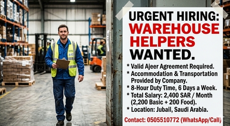 Riyadh, Jobs, URGENT REQUIREMENT FOR LABOR