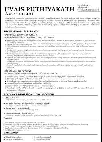 Riyadh, Job Seekers, 3+ Year Experienced Junior Accountant Seeking Job In Riyad