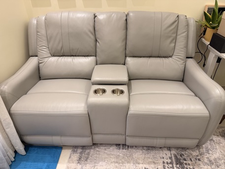 Riyadh, Furniture, SAR 800,  Premium Leather Dual Recliner Sofa With Storage & Cup Holders &ndash; Barely Used
