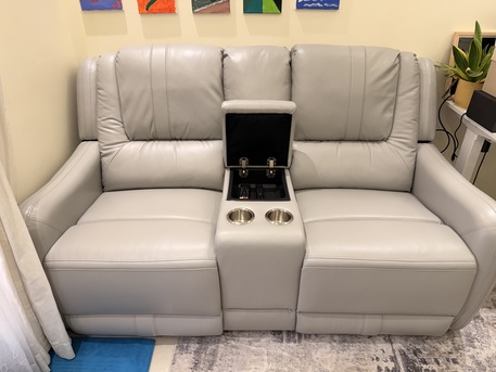 Riyadh, Furniture, SAR 800,  Premium Leather Dual Recliner Sofa With Storage & Cup Holders &ndash; Barely Used