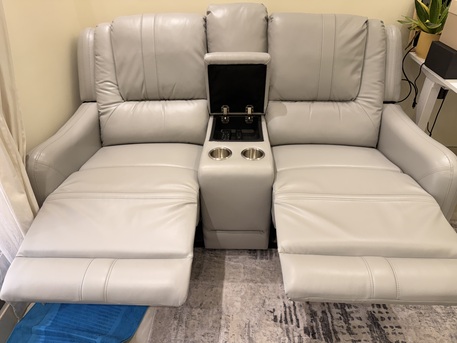 Riyadh, Furniture, SAR 800,  Premium Leather Dual Recliner Sofa With Storage & Cup Holders &ndash; Barely Used