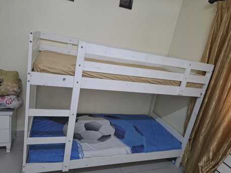 Riyadh, Furniture, SAR 400,  White Wooden Bunk Bed With Mattresses &ndash; Murabba,Riyadh