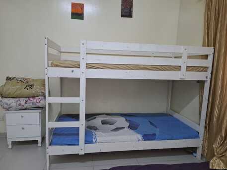 Riyadh, Furniture, SAR 400,  White Wooden Bunk Bed With Mattresses &ndash; Murabba,Riyadh