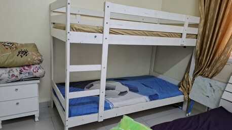Riyadh, Furniture, SAR 400,  White Wooden Bunk Bed With Mattresses &ndash; Murabba,Riyadh