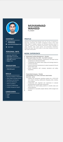 Riyadh, Job Seekers, PLUMBER