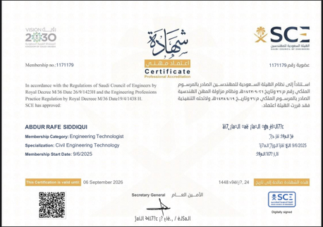 Riyadh, Job Seekers, Civil Engineer SEC Approved