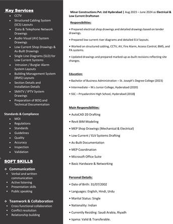 Riyadh, Job Seekers, Electrical & Low Current AutoCAD Draftsman Available