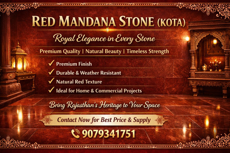 Mumbai, Interior Design, Red Mandana Stone In Kota