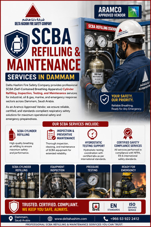 Dammam, Technical, SCABA Refilling And Maintenance Services By Delta Hashim Fire Safety Company, Dammam