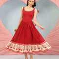 INR 1397,  Buy Women's Red Long Dress With Corset Back Online
