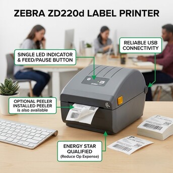 Auckland, Computers, NZD 598,  ZEBRA ZD220D Desktop Label Printer With Fast USB Printing