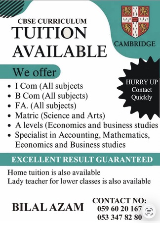 Jeddah, Lessons Offered, 🌟 TUITION AVAILABLE &ndash; ALL CLASSES 🌟 CBSE &bull; Cambridge &bull; Local Boards  📚 Subjects & Level