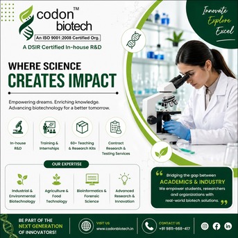 Noida, Lessons Offered, Summer Internship In Biotechnology &ndash; Practical Training By Codon Biotech